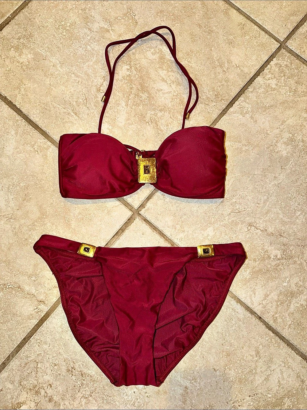 Bandeau Top Red Bikini Set Size 10 NWT